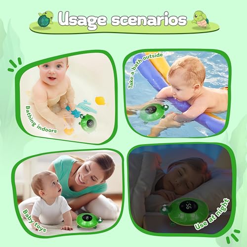 Image of Baby Bath Thermometer - Digital Floating Water Thermometer with LED Display & Color Temperature Alerts, Rechargeable Bath Toy for Infant Bathtub Safety, Newborn Bath Essentials Gift