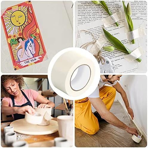 YTBUBOR 50mm x 50m Wide Masking Tape Easy-Peel Adhesive Tapes for DIY Painting, Labelling, Decorating and Crafts Packing 