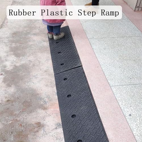 Rampa de umbral de caucho y plástico, alturas de 10 cm a 15 cm, para sillas de ruedas, motocicletas, automóviles y bicicletas (100 x 30 x 10 cm) miniatura 2