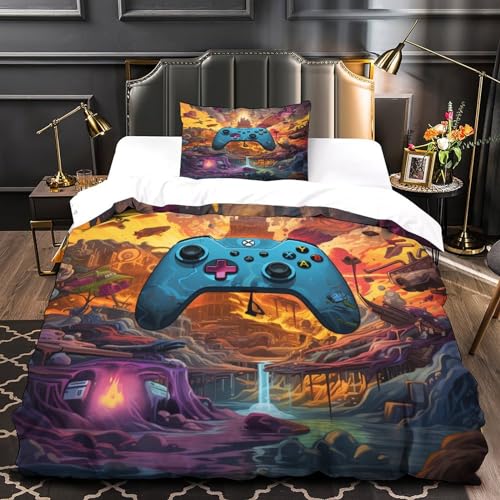 Housse de couette microfibre volcan 3D avec fermeture éclair pour lit simple