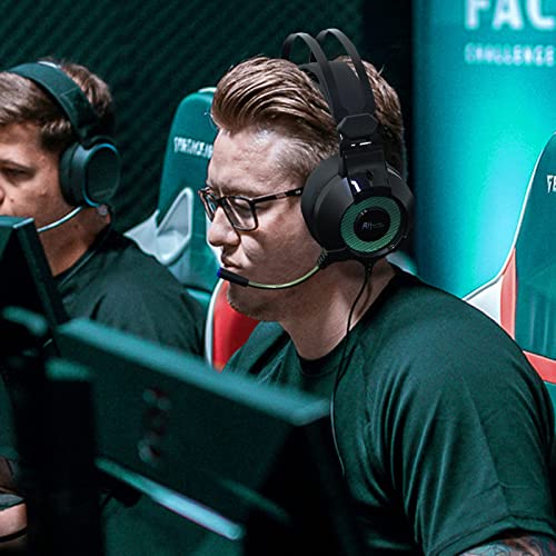 Image of RK ROYAL KLUDGE PS4 Gaming Headset with Microphone, RK E9000 Xbox Headset PS5 Headphone with Mic Noise Cancelling RGB Lights 7.1 Surround Sound for PS4 PS5 Xbox One Nintendo Switch PC, Black