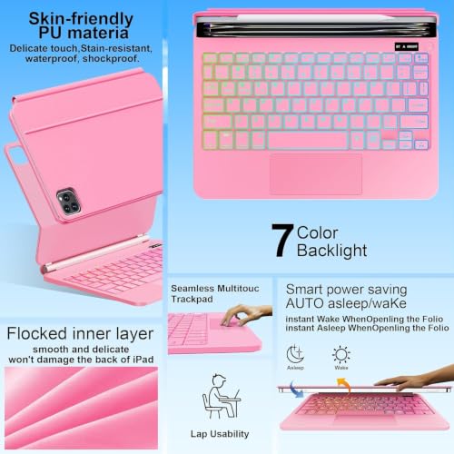 Image of GGQFGTOJ for iPad Pro 13 Inch Case with Keyboard (M5 /M4, 2025 /2024),Magic-Style Magnetic - 7 Colors Backlight -Floating Cantilever Stand - Multi-Touch Trackpad Keyboard Case for iPad Pro 13