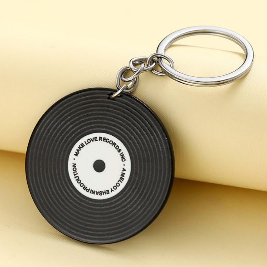 Image of Music Keychain Gifts Car Keys Backpack Charms Accessories DJ Keyrings Vinyl Record Keychain for Music Lovers