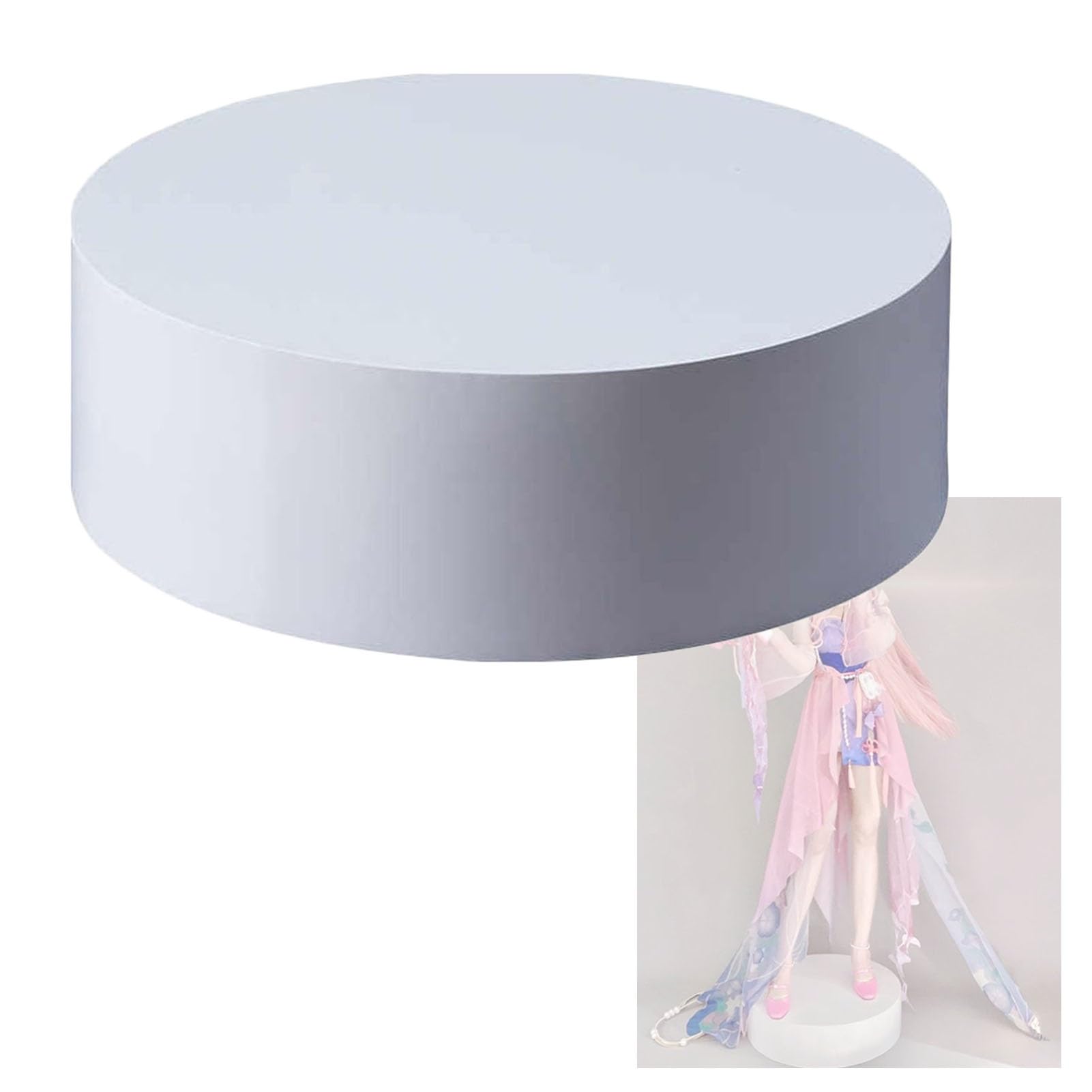 LYDBMYT White Round Cylinder Pedestal Stand - Heavy-Duty Display Base for Party Decorations, Mannequin Showcase, Clothing & Bridal Store - 40x20cm, Sturdy Support for Events & Retail