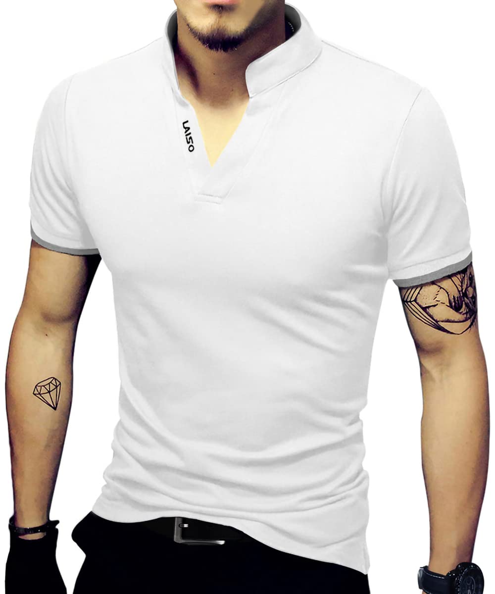 LOGEEYARMens Fashion Polo Shirt Short/Long-Sleeve Slim Fit Henley T-Shirts Pique Cotton Clothes