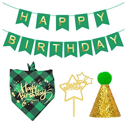 Hund Grattis På Födelsedagen Banners Husdjur Födelsedagsfest Levererar Hund Födelsedag Hatt Pläd Bandana Grattis På Födelsedagen Banners Tårta Topper Set