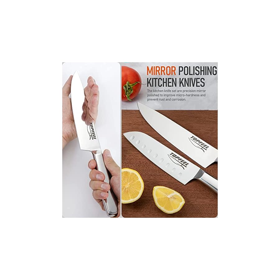 Knife-Set-for-Kitchen-with-Block-Sharp-Knife-Set-6-Piece-High-Carbon-Mirror-Polishing-Stainless-Steel-Chef-Knife-Set-with-Gift-Box Topfeel Knife Set for Kitchen with Block, Sharp Knife Set 6 Piece, High Carbon Mirror Polishing Stainless Steel Chef Knife Set with Gift Box