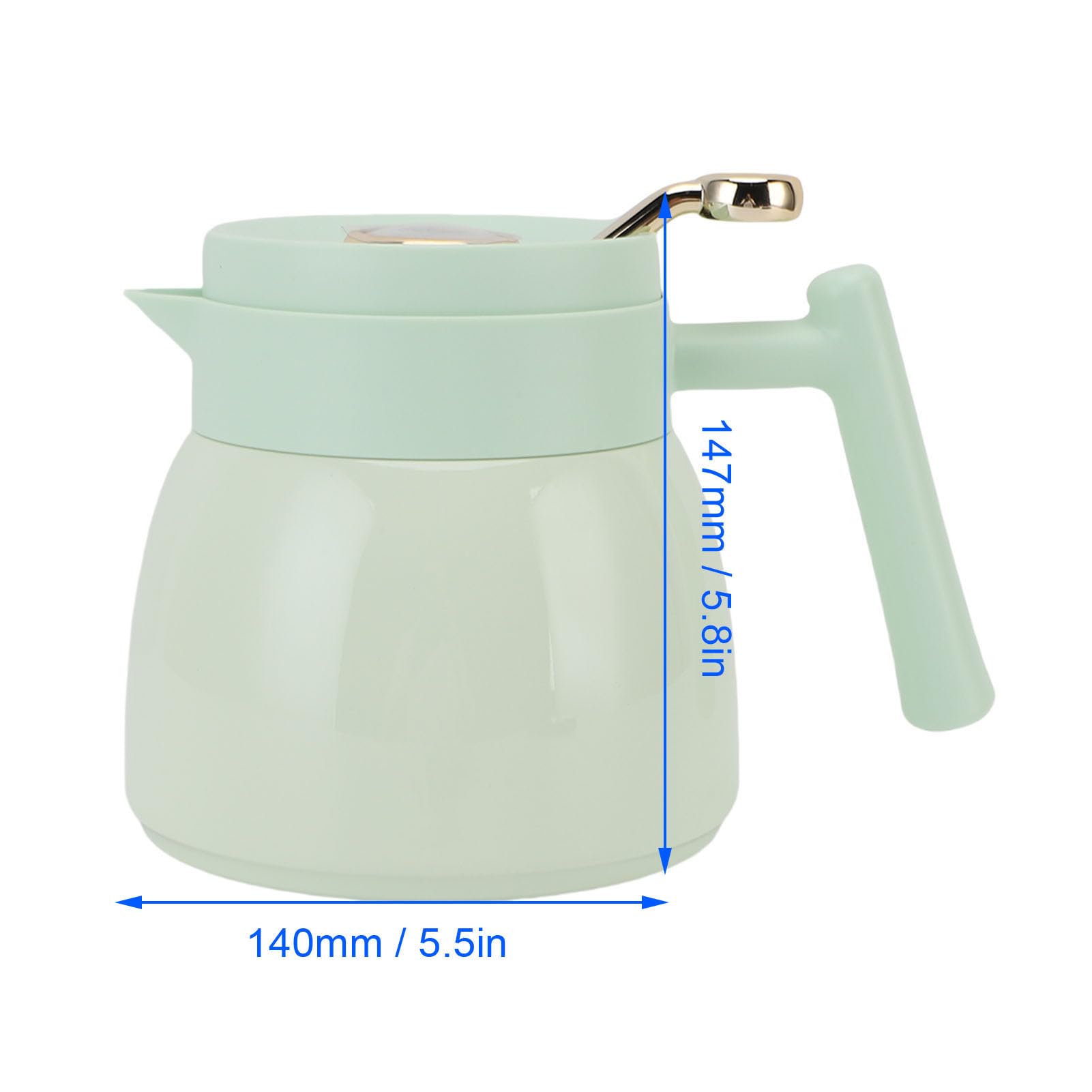 Isolierte Kaffeekanne aus Edelstahl mit Temperaturanzeige, 880 Ml, Teegetränkespender für Heiße und Kalte Getränke, Auslaufsicheres Design für den Heim- oder Bürogebrauch (GREEN)