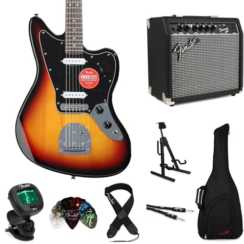 Squier Affinity Series Jaguar Electric Guitar Amp Essentials Bundle - 3-color Sunburst