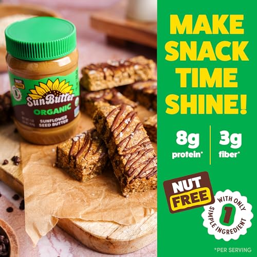 Image of SunButter Organic Sunflower Seed Butter, 16 oz Nut-Free Spread with 7g Plant-Based Protein, Roasted Rich & Savory Flavor, Smooth Texture | Vegan, Kosher & Non-GMO