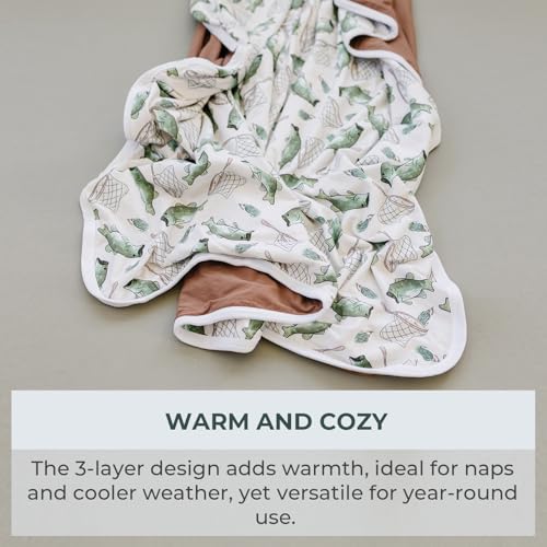 Image of Pobibaby Jumbo Oversized Big Blanket, 65x75, Soft Cotton (Gone Fishing)