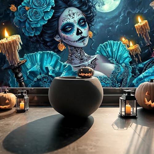 Vinilo decoración ventana azul calavera Día de Muertos miniatura 4