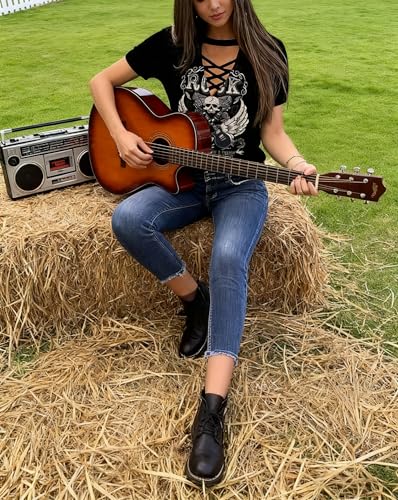 Rock and Roll Shirt Women Casual Country Music Tshirt Classic Rock Concert Outfits Vintage Nashville Graphic Tee Top4