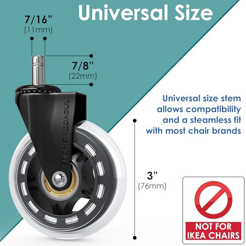 Innovative Haus CWBLACK3IN5PACK Premium Office Chair Wheels Replacement Set Of 5 thumb #3