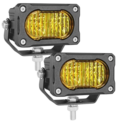 Image of Yellow LED Pods 2Pcs 40W 3 Inch Yellow Flood Ditch Light Pod Lights Fog Lights small Amber light pods Off Road Driving for Trucks Motorcycle UTV Dirt Bike Surron