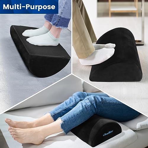 Image of CloudBliss Foot Rest for Under Desk at Work,Office Desk Accessories with Soft Foam and Washable Removable Cover, Foot Stool for Office, Car, Home to Foot Support and Relax Ankles, Black, Long