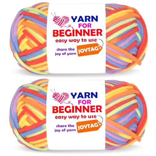Image of 2 * 50g Rainbow Beginner Crochet Yarn for Crocheting and Knitting Multicolor Cotton Crochet Yarn for Beginners(Rainbow 01)