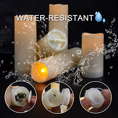 Enido Flameless Candles Led Candles Battery Operated Candles Exquisite Pack of 12 (D2.2'' x H4''5''6'') Waterproof Outdoor Indoor Candles with 10-Key Remotes and Cycling 24 Hours Timer Wedding Decor