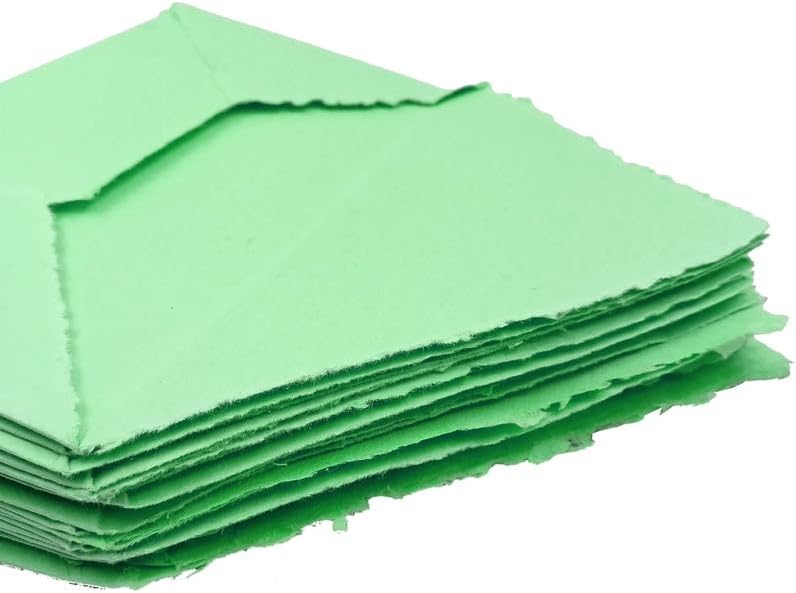 Miniatura 5 de Sobres de papel de algodón hechos a mano con borde para escritores, invitaciones, anuncios, papel Khadi reciclado grueso de 150 GSM, multicolor,