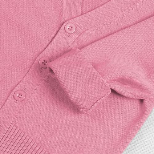 School Cardigan for Kids Boys Solid Color Loose Cardigan Sweaters Girls V-Neck Button Closed Knit Coat Tops4