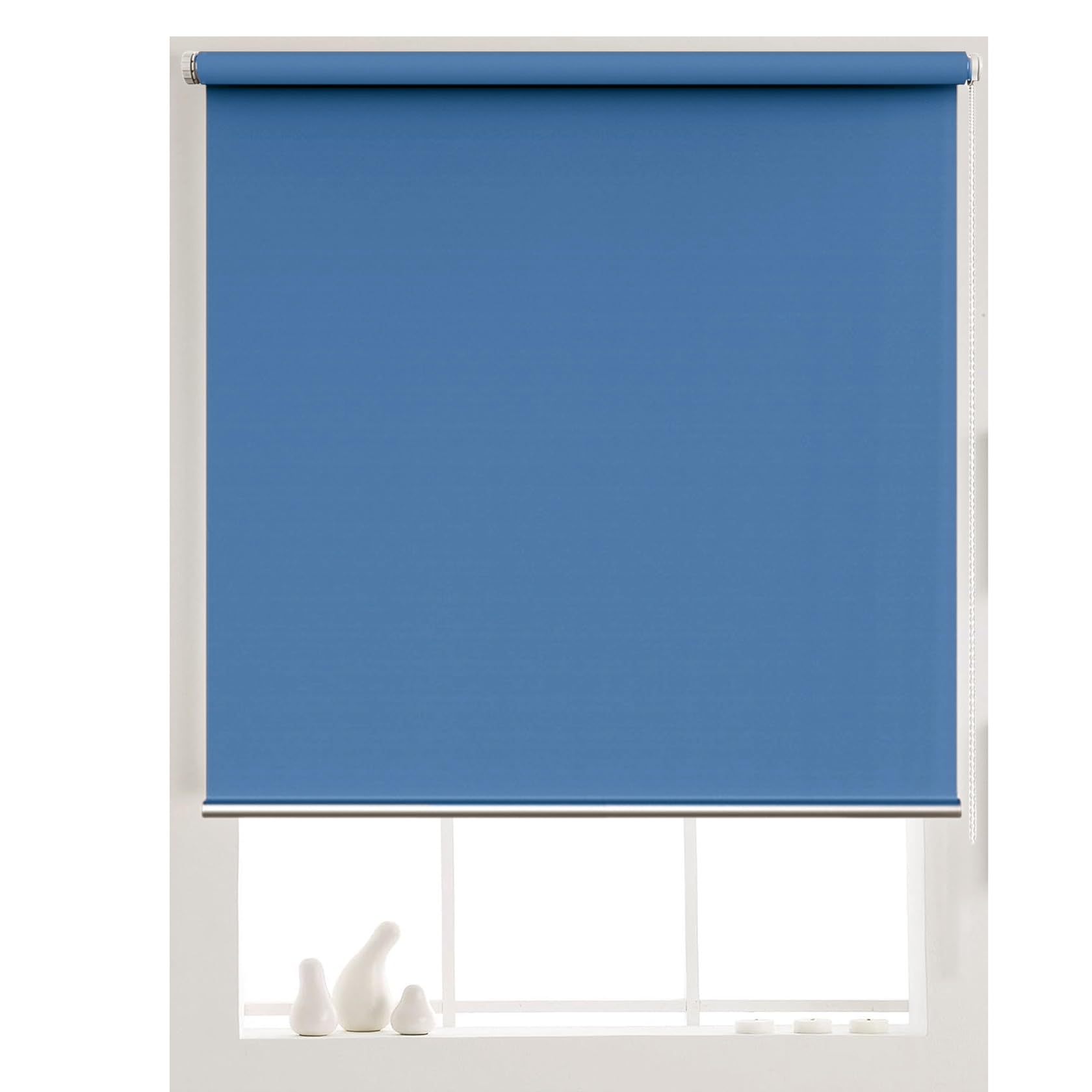 Store Enrouleur occultant 50 x 170 cm Double Tissu, Translucide, Store Enrouleur Rouleau, Store Enrouleur Occultant à Rouleau, pour fenêtre ou Porte, Bleu Foncé