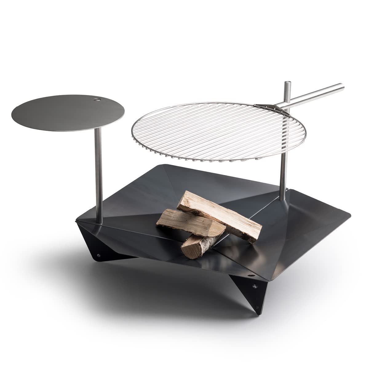 höfats - griglia Triple Grill 55 - trasforma Il focolare Triple in griglia - Regolabile in Altezza e orientabile - in Acciaio Inox - Rotondo - Accessori per Il focolare Triple