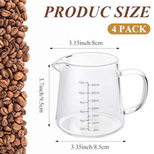 Pack 4 Vasos Medidores de Vidrio para Café 12oz miniatura 3