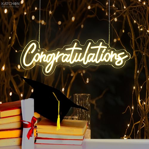 Image of Graduation Decorations 2026 | Congratulations Neon Light Sign | Congratulations Light Up Sign | Graduation Decorative Lights | Backdrop for Grad Decorations Class of 2026, KatchOn