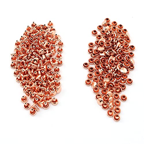 Pro Bamboo Kitchen 120pcs 6x6mm Rose Gold Double Cap Rapid Rivets Round Head Decorative Rivets DIY Leather Craft Studs
