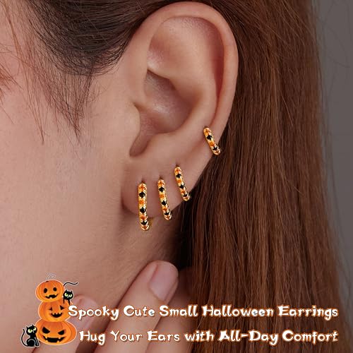 Image of Small Gold Huggie Hoop Earrings Set for Women Men Hypoallergenic 14K Plated Stack Cartilage Earrings, Sterling Silver Multiple Piercing Lightweight Mini Thin Cute Dainty Trendy Jewelry Gifts for Women