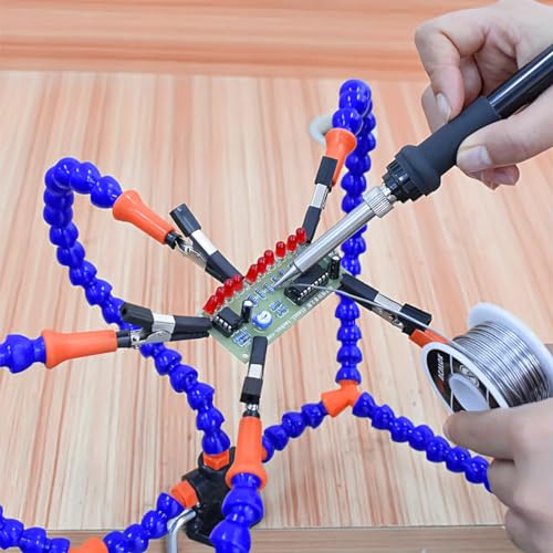 Image of Serplex Soldering Station with 5 Flexible Arms and Insulated Alligator Clips, Soldering Helping Hands Clamp Soldering Station Helping Hands Soldering Tool PCB Holder Flexible Arms