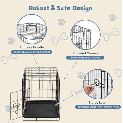 DUMOS Dog Crate, 30 Inch Medium Size Single Door Dog Cage with Plastic Leak-Proof Pan Tray, Folding Small Metal Wire Pet Kennel for Indoor, Outdoor, Travel - Image 4