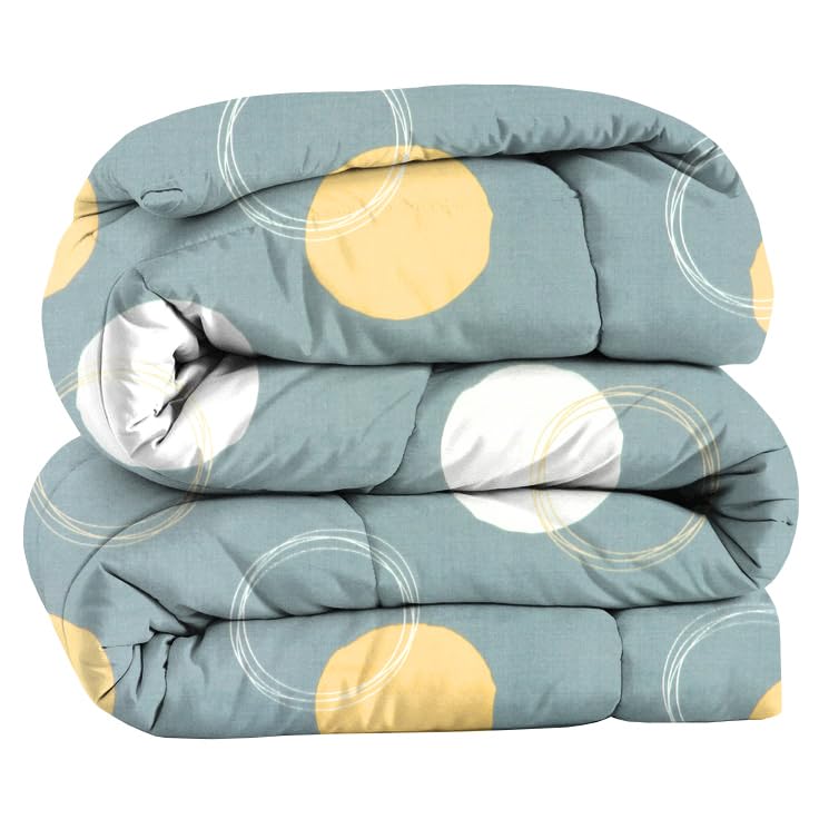 VAS COLLECTIONS 220 GSM Microfiber Reversible AC Comforter |Quit | Blanket | Duvets for King Size Double Bed 180Tc (230X250 cm, Light Green, Yellow and White) 3