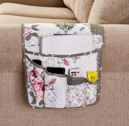 Brilliant Sunshine Patchwork Couch Armrest Organizer, Rose Grey (35'×13')