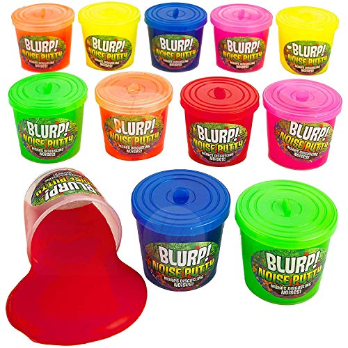 Kicko Noise Putty Slimes - 12 Gas Sound Slimes - Small Containers 1.5 Inches Assorted Colors - Toy for Kids, Boys, Girls, Party Favors, Gift Bags, Prizes