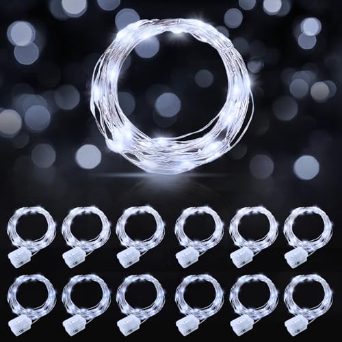 AIKEI 12 Pack Led Fairy Lights Battery Operated String Lights Waterproof Silver Wire 7 Feet 20 Led Firefly Starry Moon Lights for DIY Wedding Party Bedroom Patio Christmas (12 Pack, White) AIKEI 12 Pack Led Fairy Lights Battery Operated String Lights Waterproof Silver Wire 7 Feet 20 Led Firefly Starry Moon Lights for DIY Wedding Party Bedroom Patio Christmas (12 Pack, White)