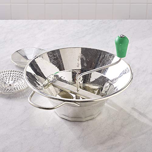 Paderno World Cuisine 5 Quart Tin Food Mill With Three Cutting Plates #TOP1