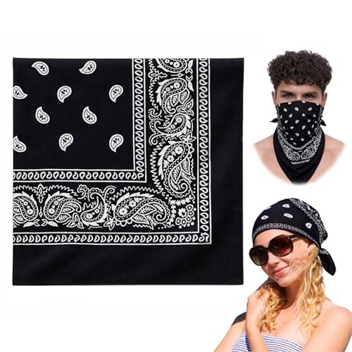 Image of VRONZO Unisex Soft Breathable 100% Cotton Bandana for Men & Women | Head Band for Men Bike Riding, Scarf for Men, Head Scarf for Women, Multi-Purpose Paisley Printed Square 50x50 cm