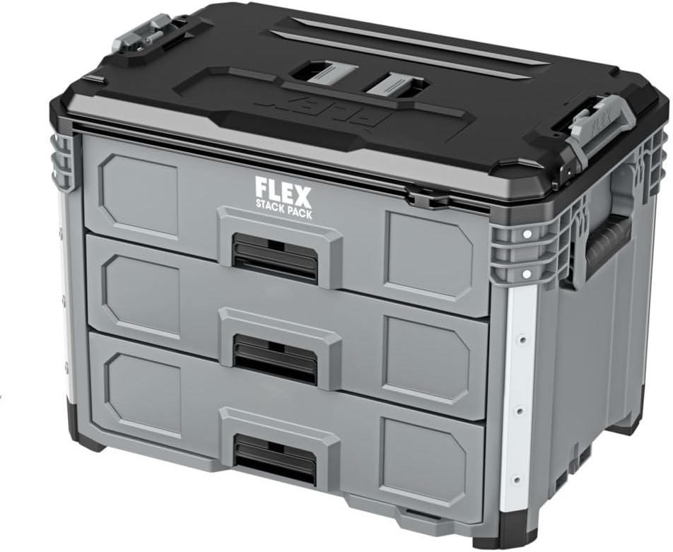 FLEX STACK PACK Storage System 3-Drawer Tool Box - FS1105, Grey/Black