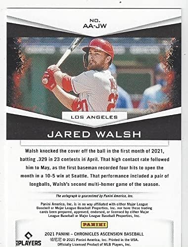 Jared Walsh Autographed Collectible Baseball Card - 2021 Panini Chronicles Ascension Baseball Card #AA-JW (Angels)