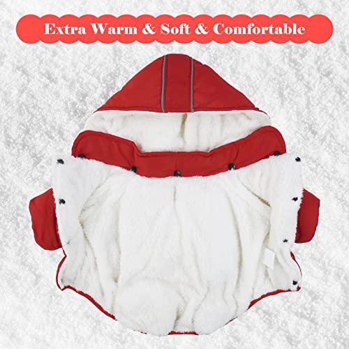 Lelepet Warm Dog Fleece Hoodie, Windproof Dog Winter Jacket, Reflective Dog Coat For Cold Weather, Thick Fleece Padded Dog Winter Clothes Vest For Small Medium Dogs, Detachable Hood & Leash Hole #TOP2