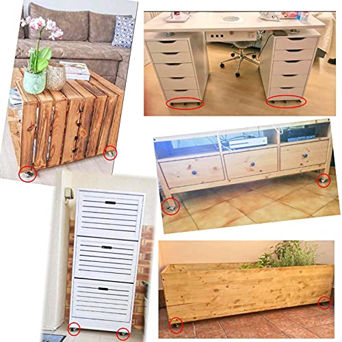 JZK 4 x 1 Roulettes pivotantes de pouce avec freins et vis, 100KG Poids Capacité Roulettes en caoutchouc avec serrures, Roues Dolly pour chariot de cuisine, Petits meubles, Planchers en bois franc
