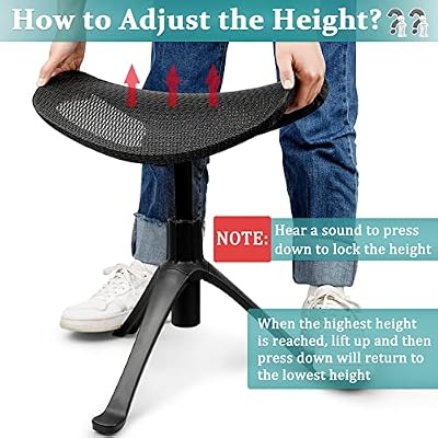 Lilithye Footrest for Desk Adjustable Height 2-in-1 Function Rotatable Ergonomic Under Desk Footrest Ottoman Stool Rolling Leg Rest for Home Office (Black)