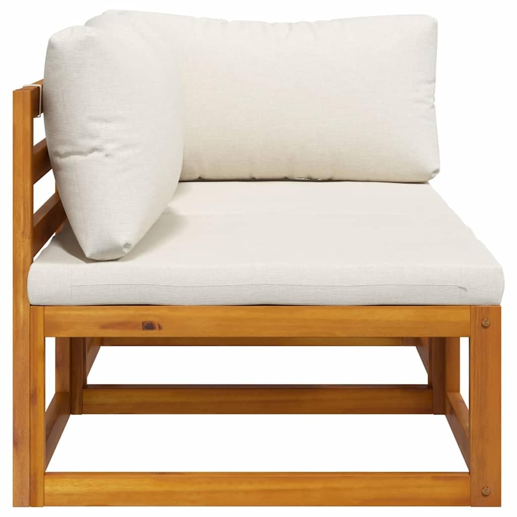vidaXL Acacia Solide Ensemble de Canapés 2 pcs avec Coussins Salon de Jardin Mobilier de Patio Meubles de Terrasse Mobilier de Jardin Blanc Crème
