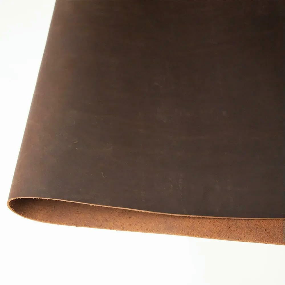 HYQOUKLR Real Leather Sheets, Crazy Horse Genuine Leather Dark Brown Multiple Sizes 1.5-2.0mm Thick(2.0mm Thick,30x60cm)