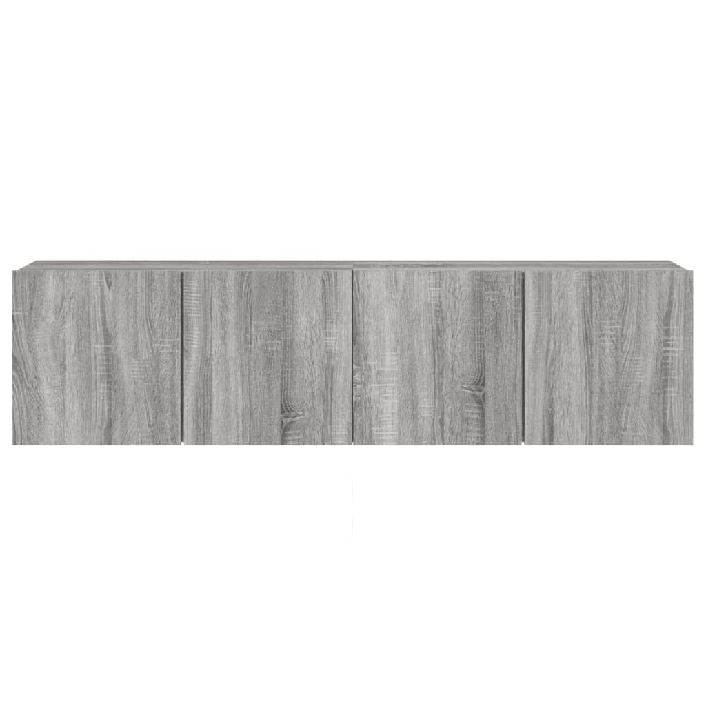 Hothingwell Meble ścienne do telewizora 2 szt. Sonoma szare 80x30x41 cm | Trwałe drewno konstrukcyjne, duża przestrzeń do przechowywania, konstrukcja ścienna, do odtwarzaczy DVD i odbiorników