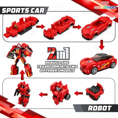 Image of Wembley Race Mechanic Series-228 PCS | 2-in-1 Sports Car and Robot Building Blocks Set | STEM Construction Toy for Kids 3+ Years | Educational Building Kit | Ideal Gift for Boys & Girls