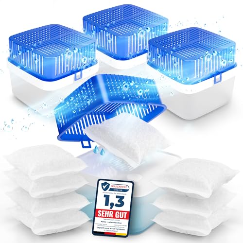 kogu® XXL Pack of 4 Dehumidifiers up to 75 m² Moisture Stoppers Including 8 x 400 g Refill Granules - Room Dehumidifier Refillable Dehumidifier without Electricity for Bathroom, Kitchen, Flat and kogu® XXL Pack of 4 Dehumidifiers up to 75 m² Moisture Stoppers Including 8 x 400 g Refill Granules - Room Dehumidifier Refillable Dehumidifier without Electricity for Bathroom, Kitchen, Flat and