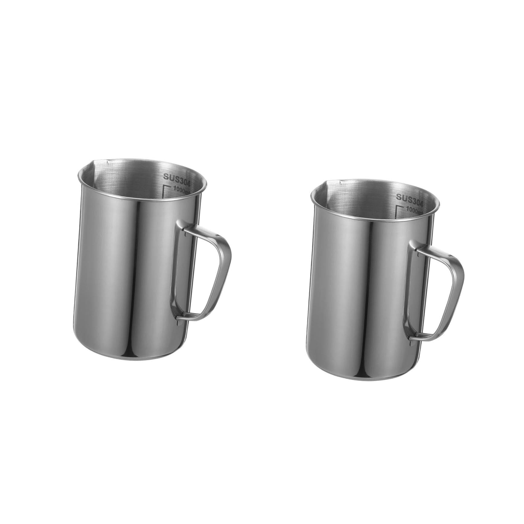 iplusmile 2piezas Vaso Medidor De Acero Inoxidable Escala Graduada Para Laboratorios Fácil De Leer y Reutilizable Para Cocinas y Restaurantes