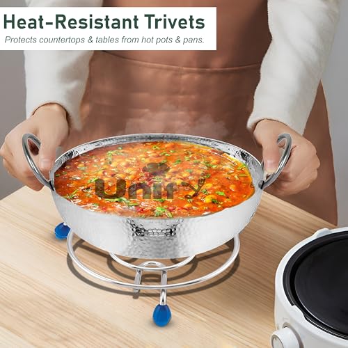 Image of Unify 3 Pieces Stainless Steel Trivets Hot Pot Mat Stand for Kitchen Utensil Vessel Holder /Dining Table /Cooker Ring /Pan Stand /Cooling Steaming Rack Stand /Round Pads Holder Cookware Fit (Size-6,7, 8)